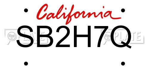 SB2H7Q California License Plate