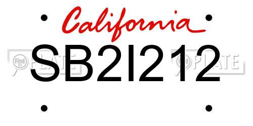 SB2I212 California License Plate