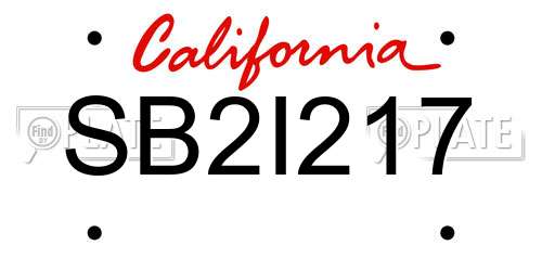 SB2I217 California License Plate