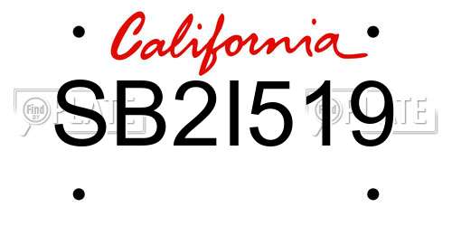 SB2I519 California License Plate