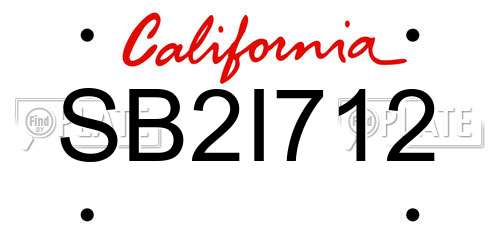 SB2I712 California License Plate