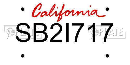 SB2I717 California License Plate