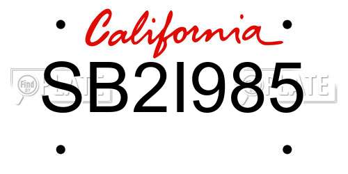 SB2I985 California License Plate