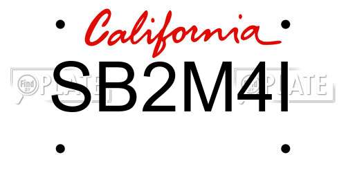 SB2M4I California License Plate