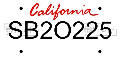 SB2O225 California License Plate