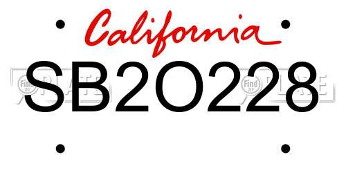 SB2O228 California License Plate