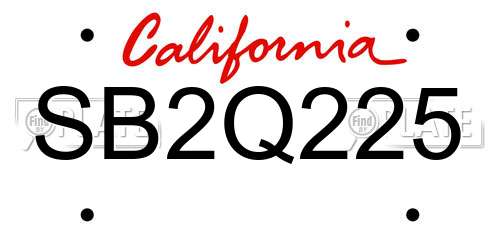 SB2Q225 California License Plate