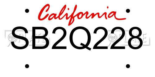 SB2Q228 California License Plate