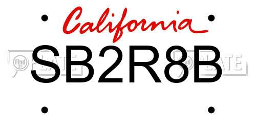SB2R8B California License Plate