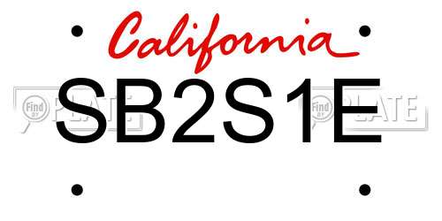 SB2S1E California License Plate