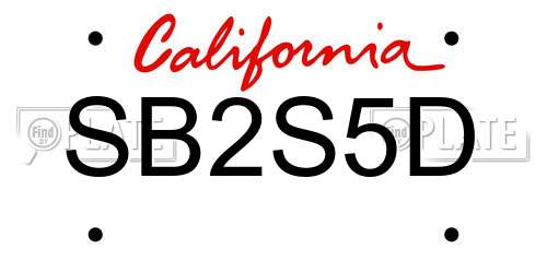 SB2S5D California License Plate