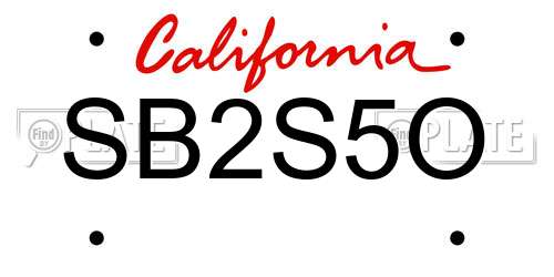 SB2S5O California License Plate