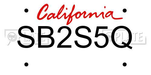 SB2S5Q California License Plate