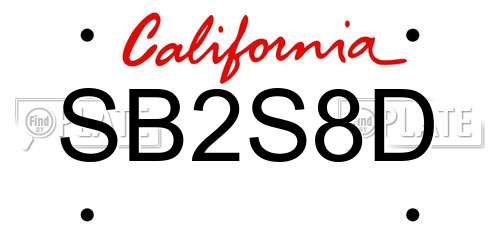 SB2S8D California License Plate