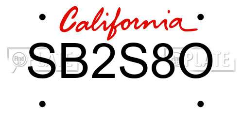 SB2S8O California License Plate