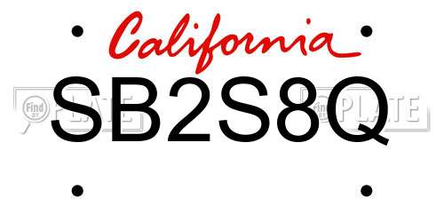 SB2S8Q California License Plate