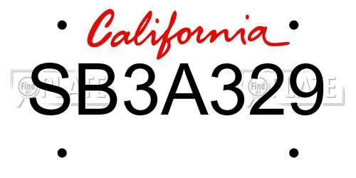 SB3A329 California License Plate