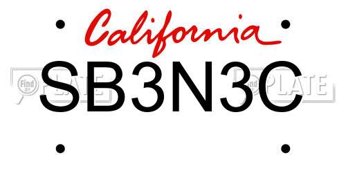 SB3N3C California License Plate