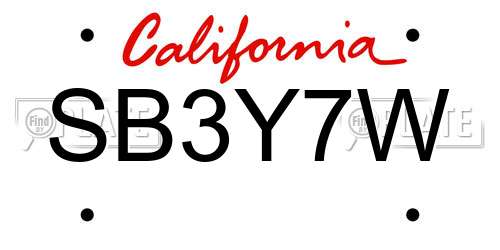 SB3Y7W California License Plate