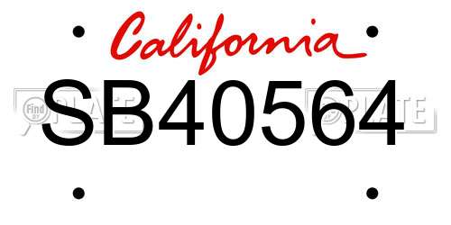 SB40564 California License Plate