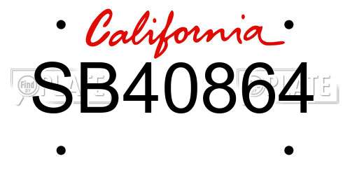 SB40864 California License Plate