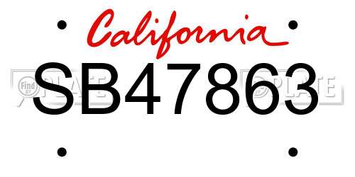 SB47863 California License Plate