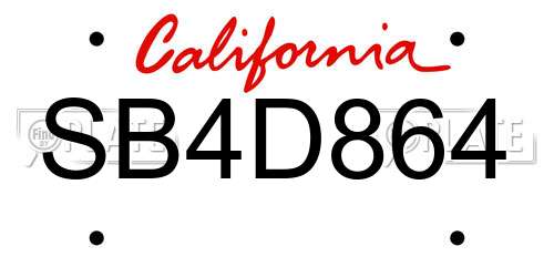 SB4D864 California License Plate