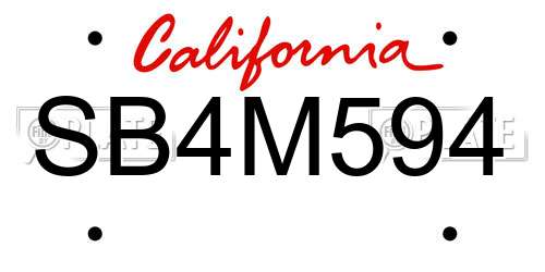 SB4M594 California License Plate