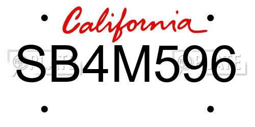 SB4M596 California License Plate