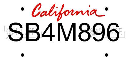 SB4M896 California License Plate