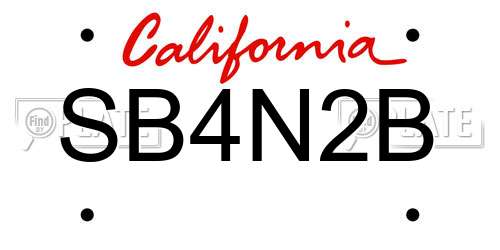 SB4N2B California License Plate