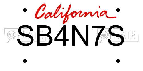 SB4N7S California License Plate