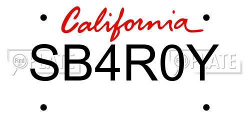 SB4R0Y California License Plate