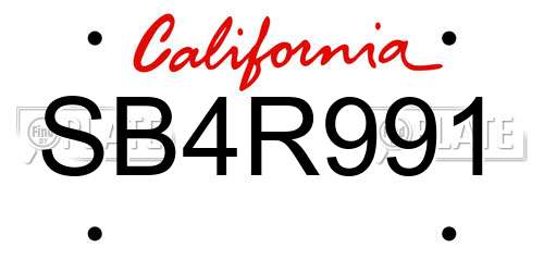 SB4R991 California License Plate
