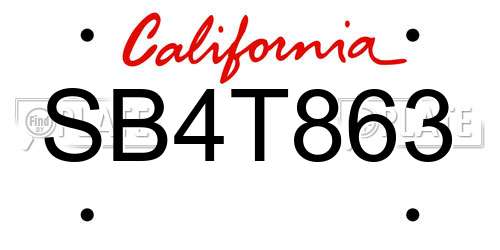 SB4T863 California License Plate