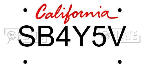SB4Y5V California License Plate