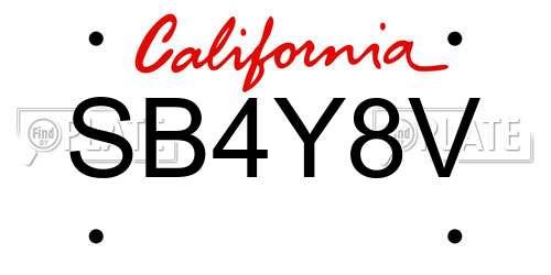 SB4Y8V California License Plate