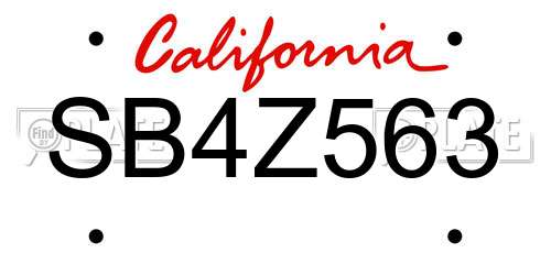 SB4Z563 California License Plate