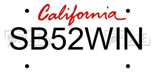SB52WIN California License Plate