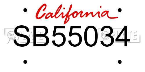 SB55034 California License Plate