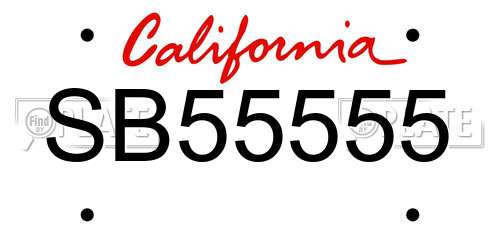 SB55555 California License Plate