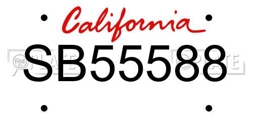 SB55588 California License Plate