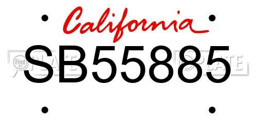SB55885 California License Plate