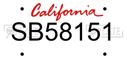 SB58151 California License Plate