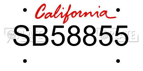 SB58855 California License Plate