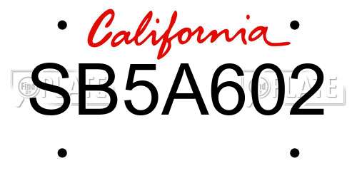 SB5A602 California License Plate