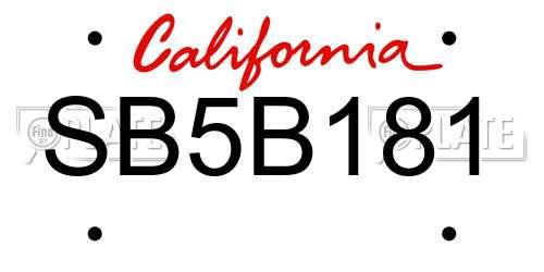 SB5B181 California License Plate