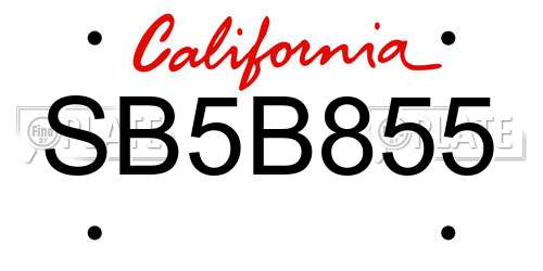 SB5B855 California License Plate