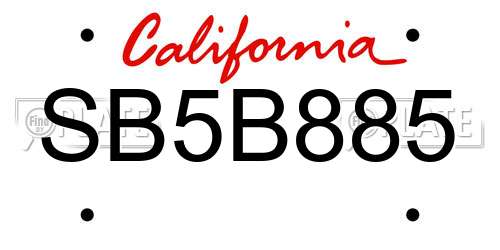 SB5B885 California License Plate