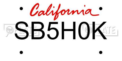 SB5H0K California License Plate